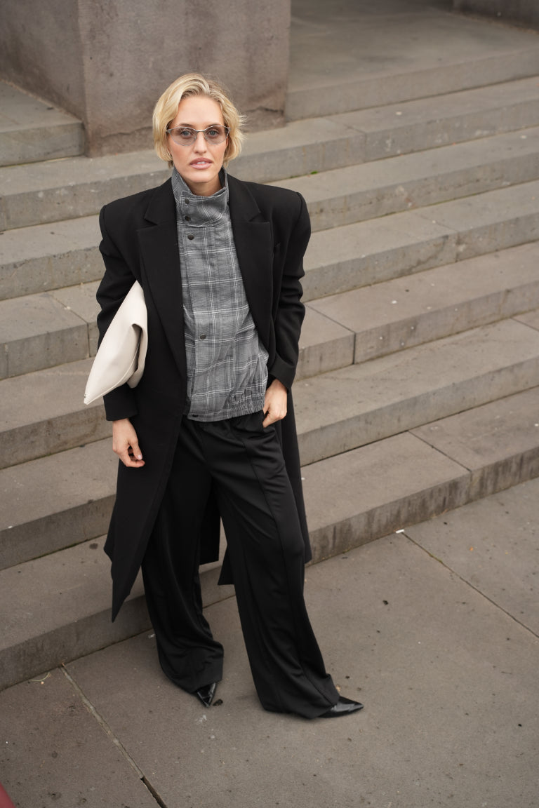 Celeste Funnel Neck Jacket, Grey Check