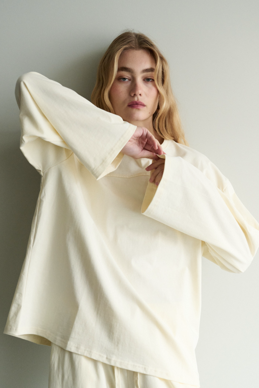 butter long sleeve tee, jersey, bell sleeve