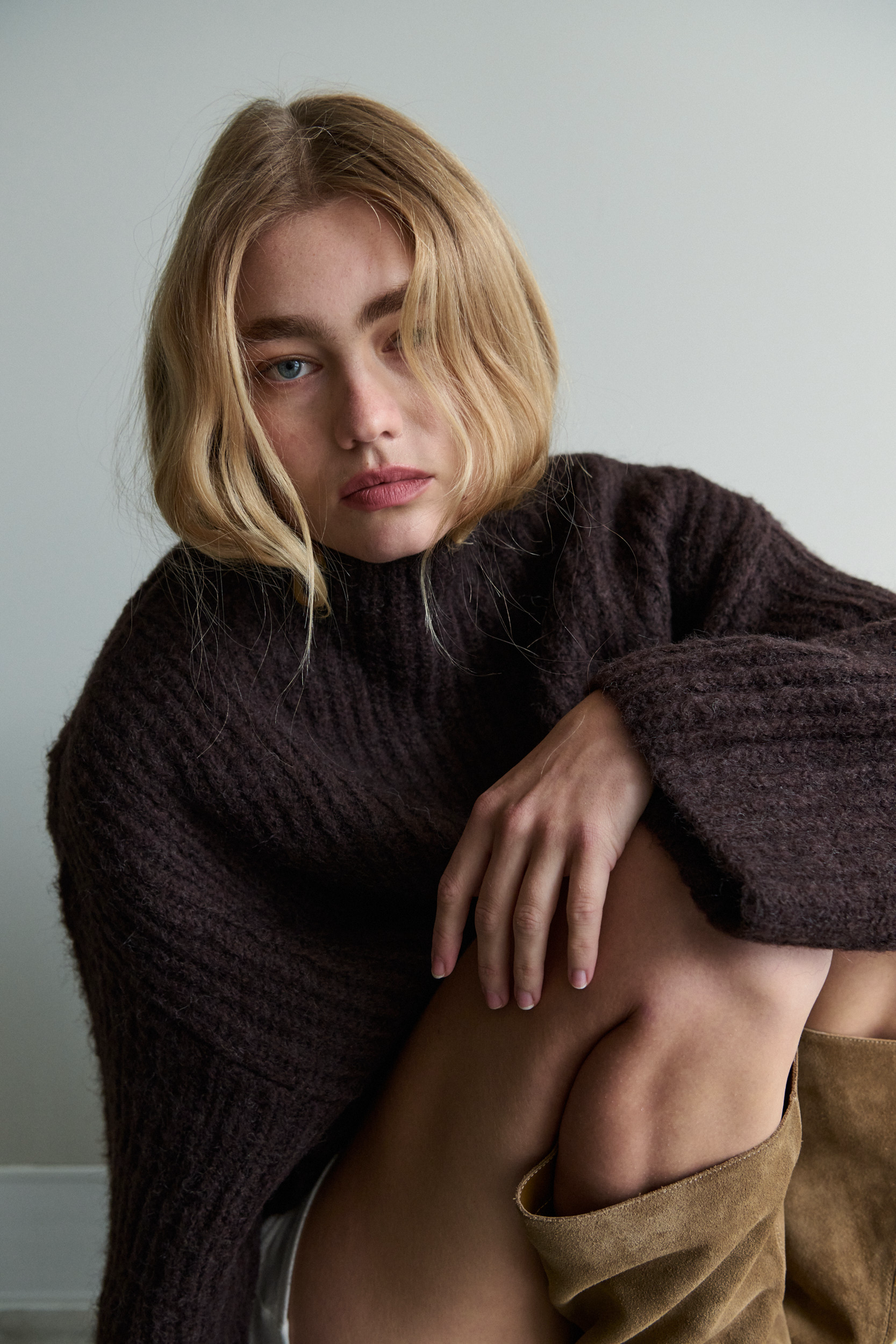 chunky oversized chocolate knit