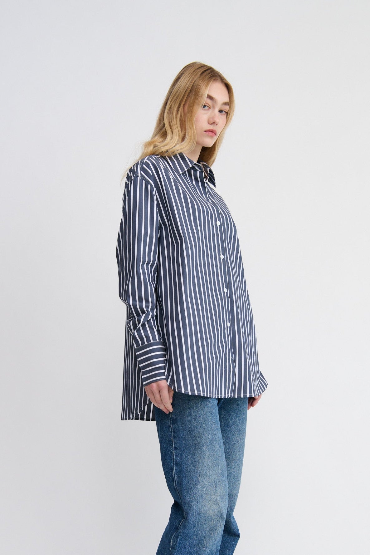 Florence Shirt - Navy/White Stripe