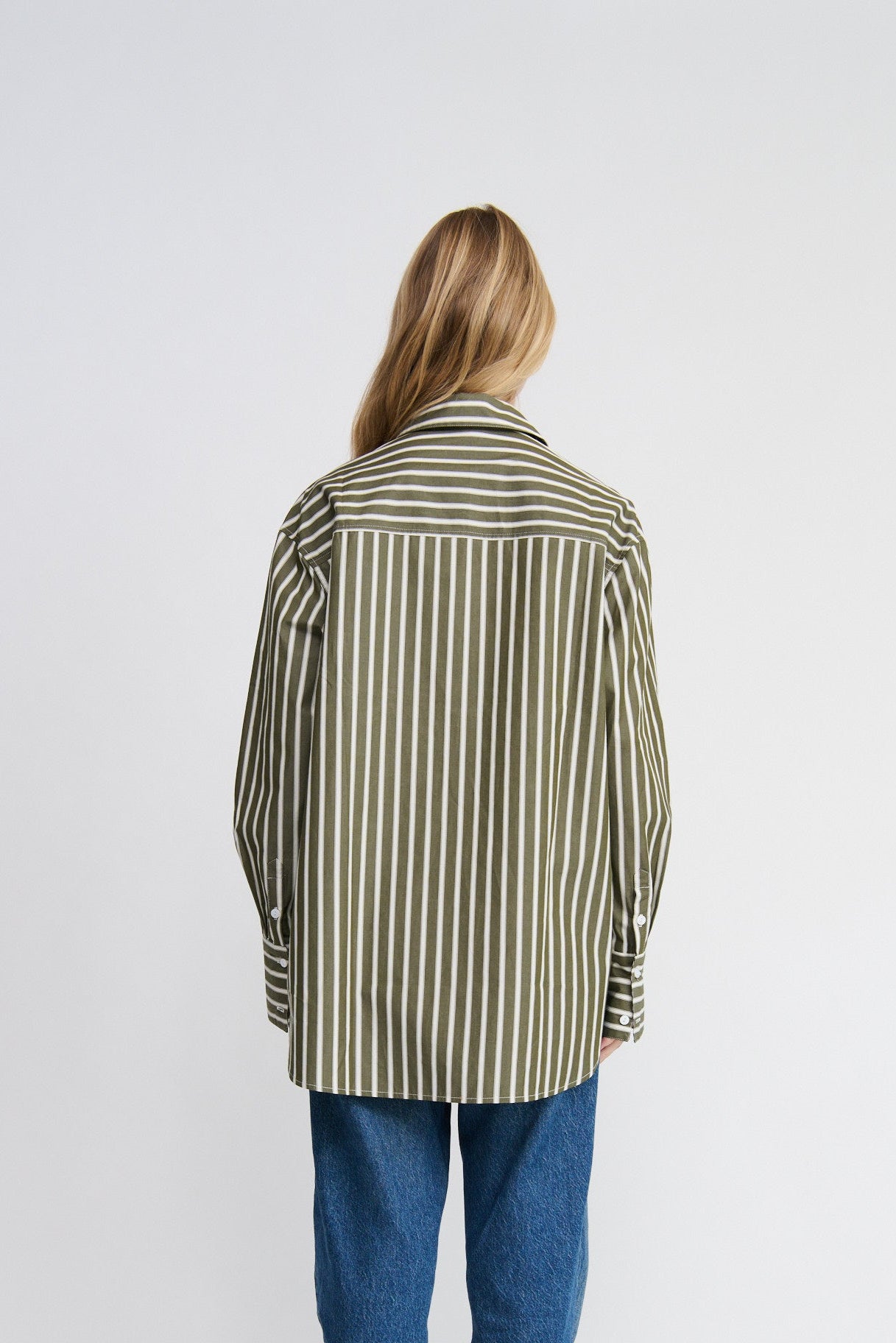 Florence Shirt -Khaki/Cream Stripe