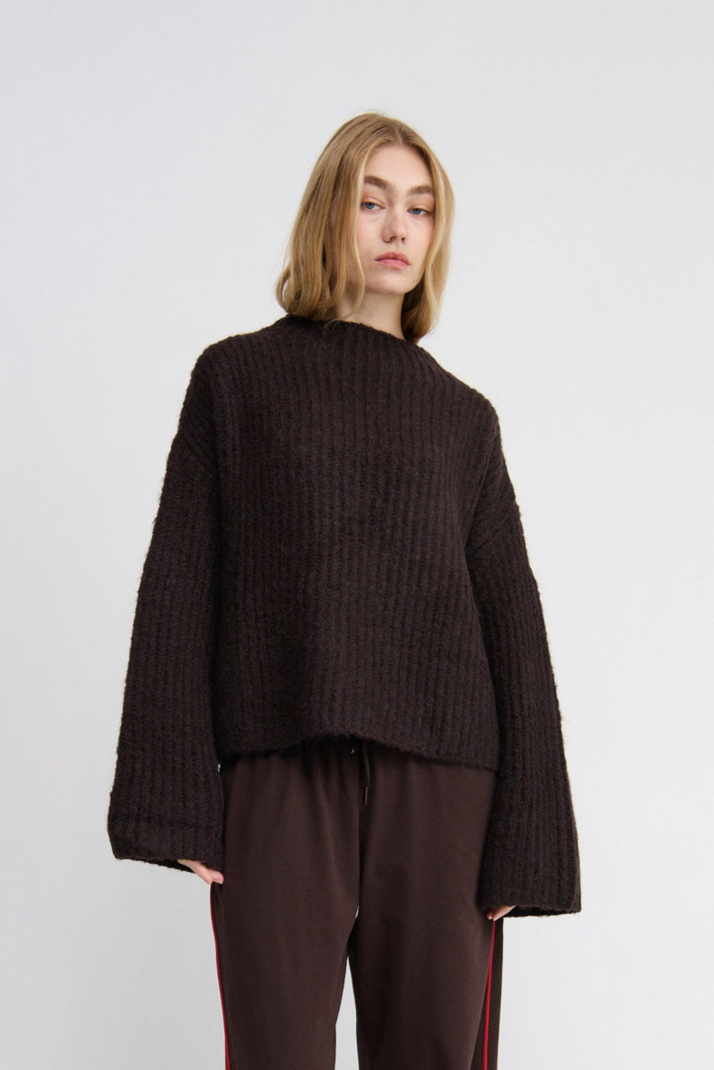 women's chocolate chunky knit, oversized