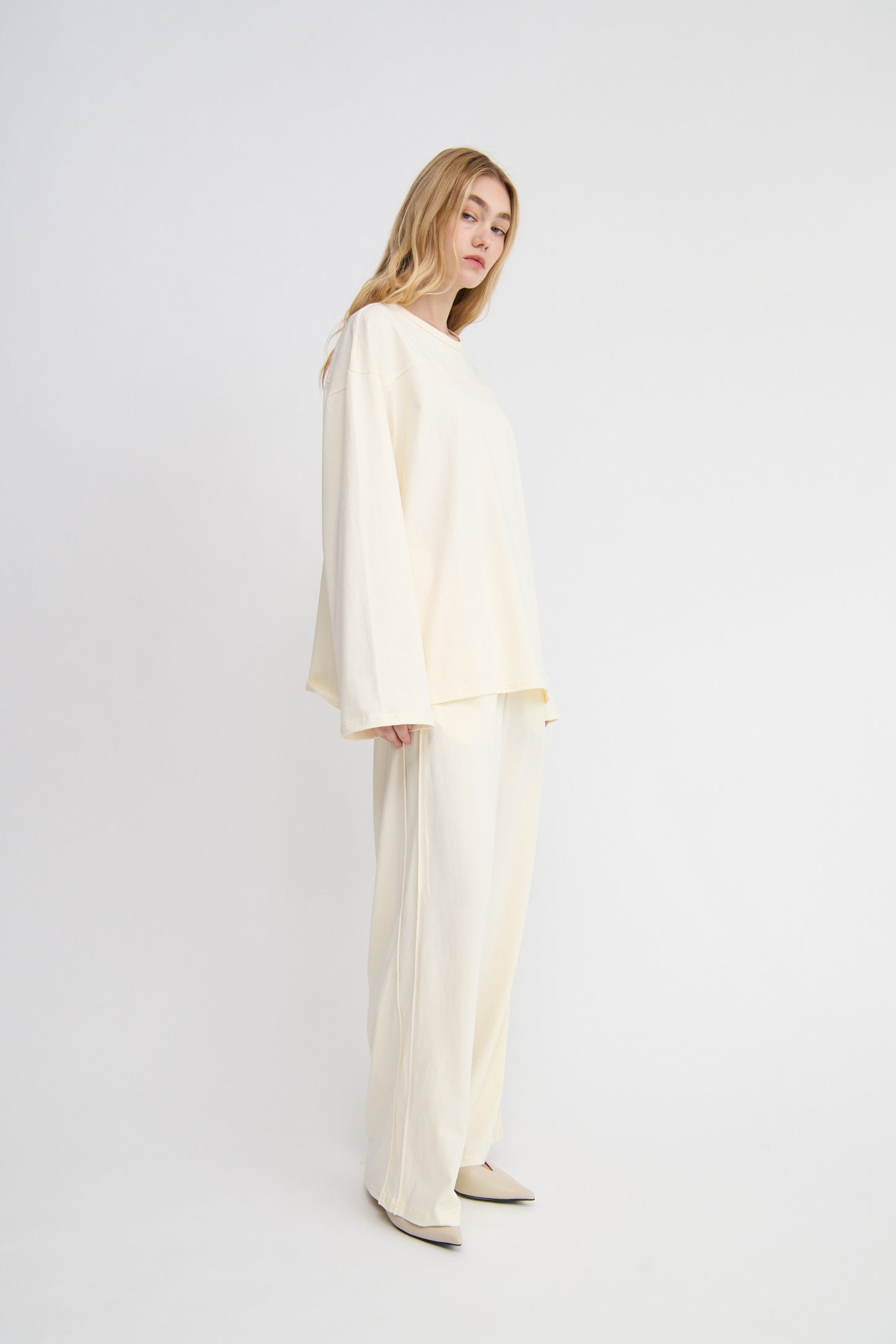 soft yellow cotton track pant