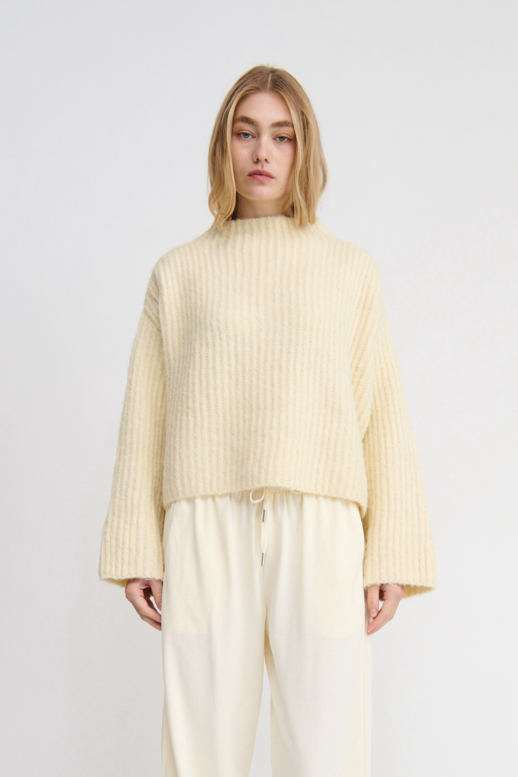 oversized soft yellow knit