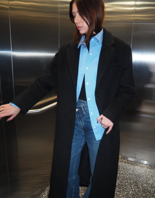 women's oversized shirt, sky blue