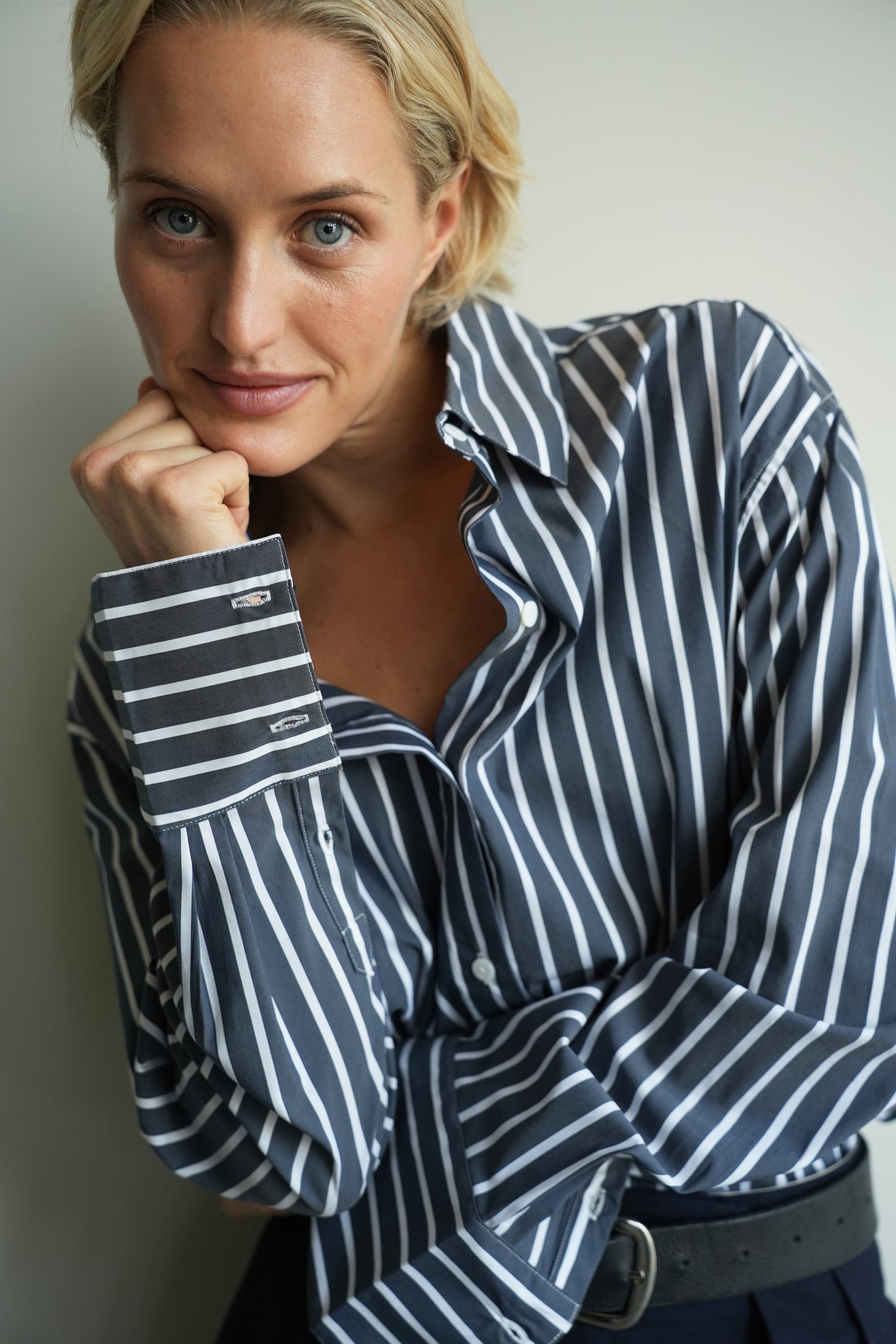 Florence Shirt - Navy/White Stripe