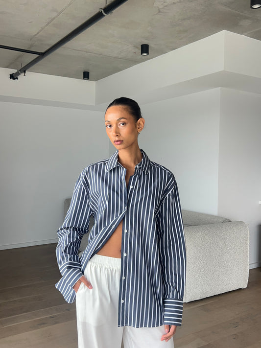 Florence Shirt - Navy/White Stripe