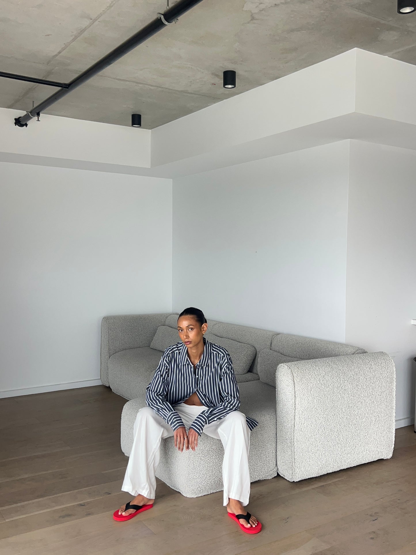 Florence Shirt - Navy/White Stripe