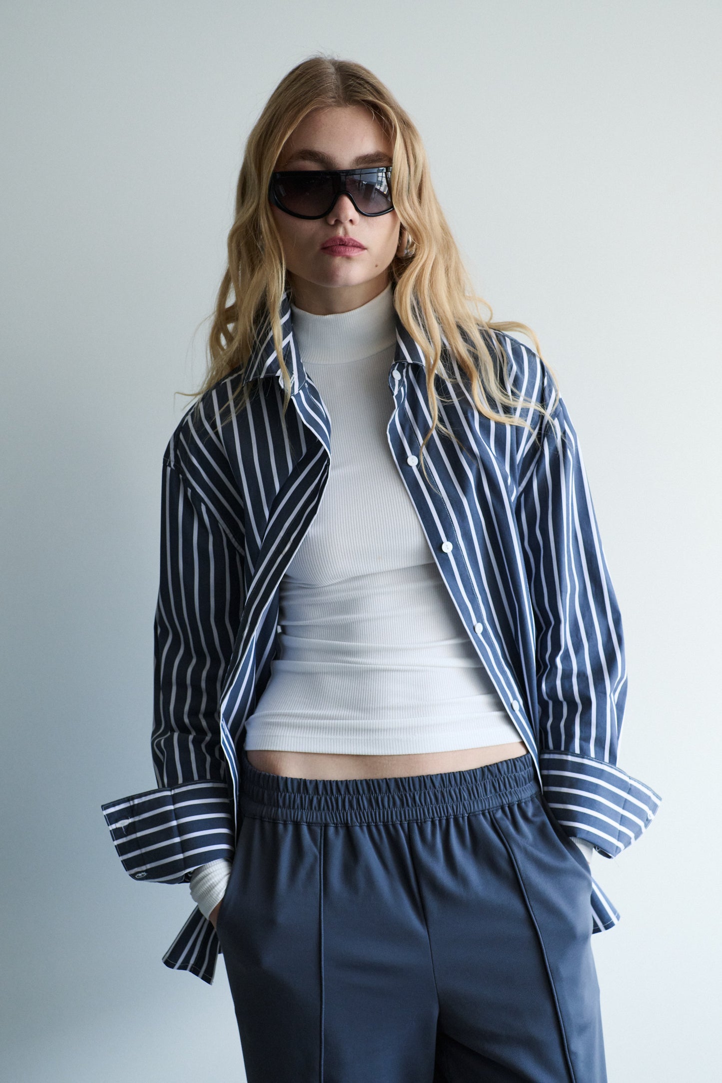Florence Shirt - Navy/White Stripe