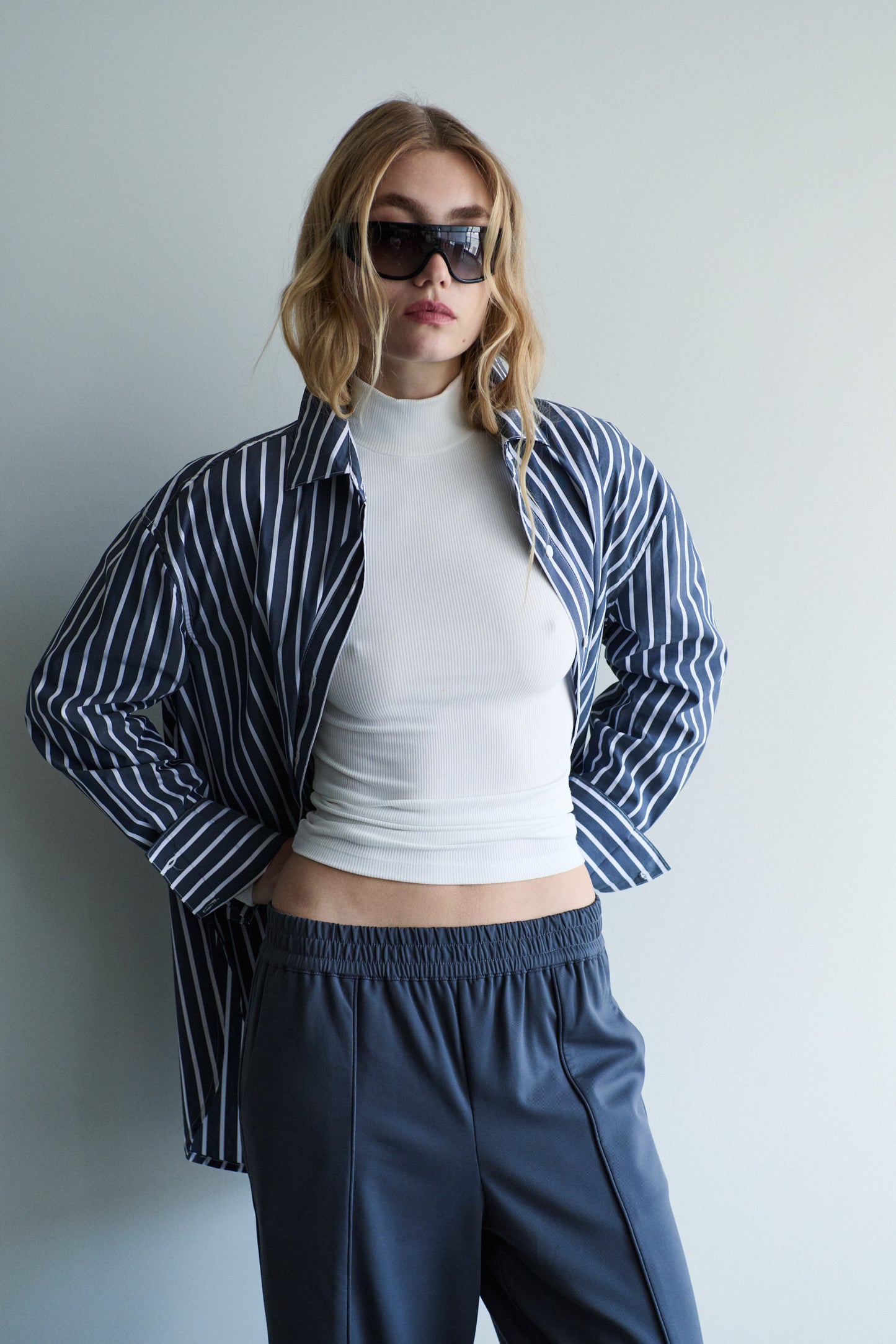 Florence Shirt - Navy/White Stripe