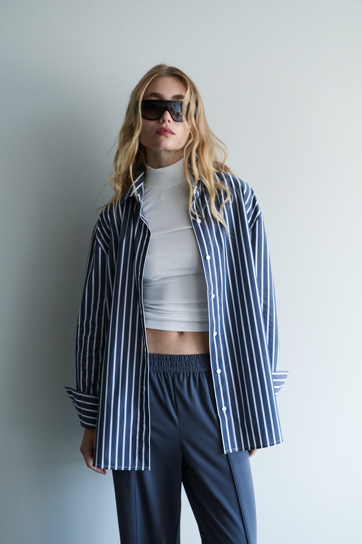 Florence Shirt - Navy/White Stripe
