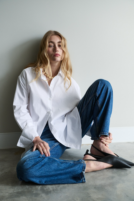 ladies white cotton oversized shirt