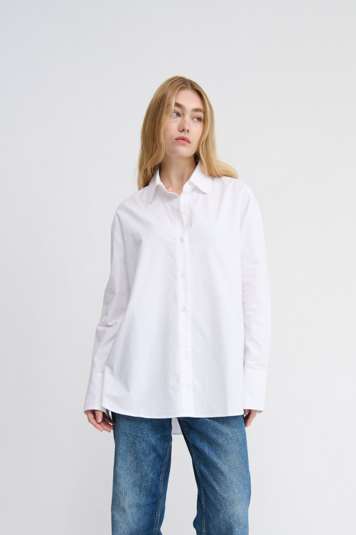 women's white oversized cotton shirt