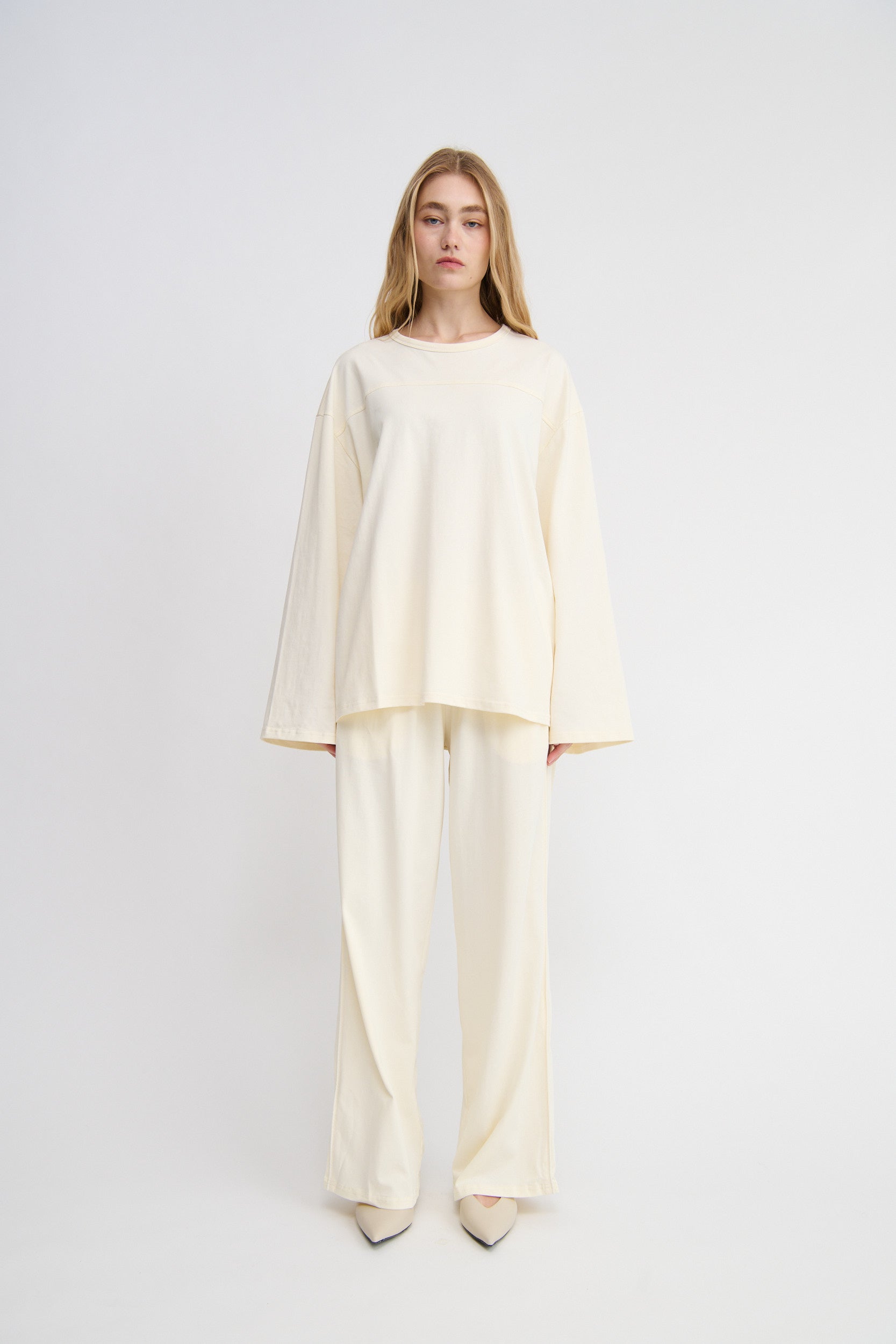 butter yellow cotton jersey track pant