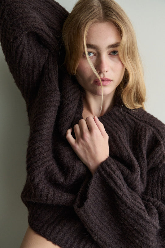 ladies chocolate chunky knit